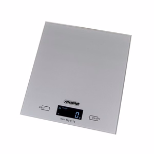 Mesko MS 3145 – elektroninės virtuvinės svarstyklės, iki 5 kg, 1 g padala, LCD, sidabrinės