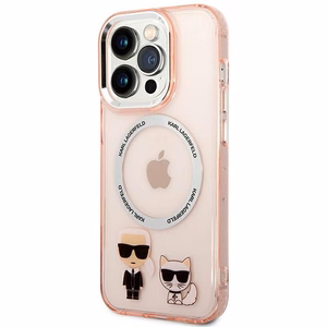Karl Lagerfeld KLHMP14LHKCP iPhone 14 Pro 6.1" kietas dėklas rožinis / rožinis Karlas & Choupette Aliuminis Magsafe