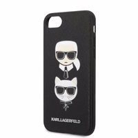 Karl Lagerfeld KLHCI8SAKICKCBK iPhone 7/8 / SE 2020 / SE 2022 juodas/juodas kietas dėklas Saffiano Karl&Choupette Galva