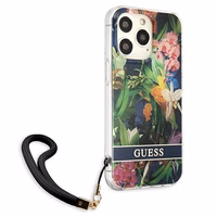 Guess GUHCP13LHFLSB iPhone 13 Pro / 13 6.1" mėlynas/mėlynas kietas dėklas Gėlių Dirželis