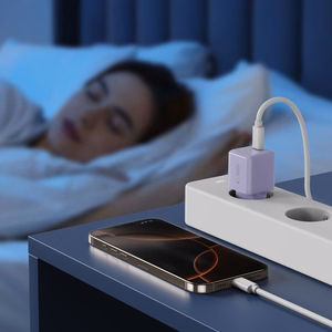 "Tech-Protect" NCM25 USB-C PD 25 W sieninis įkroviklis - violetinės spalvos