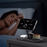 "Blavec" indukcinis įkroviklis BQI-02 Qi 15W magnetinis "Magsafe 3 in 1" "Apple/Samsung Watch" laikrodis (BQI02-QIMB), juodas