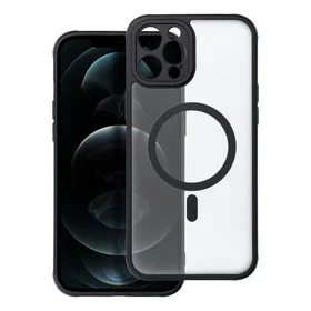 Dėklas telefonui – pilnai matinis magnetinis dėklas, suderinamas su MagSafe IPHONE 12 Pro Max, juodas