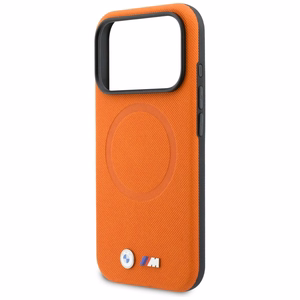 BMW dėklas for IPHONE 17 Pro Max suderinamas su MagSafe BMHMP17X25PFWSMO (PU FW Metal Logo) oranžinis