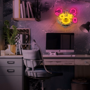 Neon ART LED PUNK TEDDY BEAR rožinis-geltonas FLA01 Forever Light