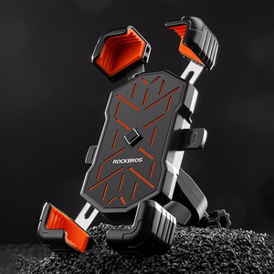 Rockbros HW-117 prispaudžiamas telefono laikiklis dviračio vairui – juodas ir oranžinis