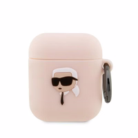 Karl Lagerfeld KLA2RUNIKP AirPods 1/2 dėklas silikoninis rožinis Karl Head 3D