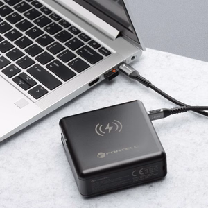 FORCELL F-ENERGY daugiafunkcinis įkroviklis 45W 6in1 su USB A ir USB C lizdais, išorinė baterija 15000mAh ir belaidis įkrovimas 15W