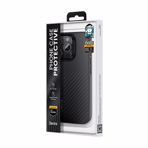 Benks Montage magnetinis Armor Pro Kevlar dėklas su metaliniu rėmeliu 600D+1500D Iphone 16 Plus telefonui juodas