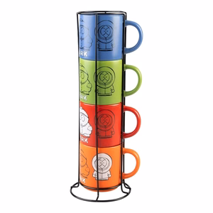 South Park 4 keraminių puodelių rinkinys su stovu, 300 ml