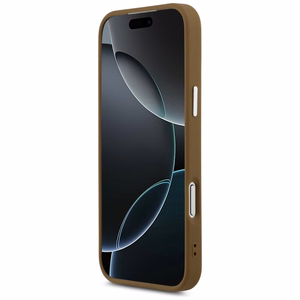 Guess Trikampio logotipo magnetinis dėklas iPhone 17 Pro - rudas