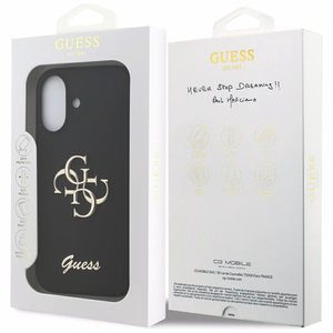 Guess Silicone Big 4G Script dėklas telefonui iPhone 17 juodas