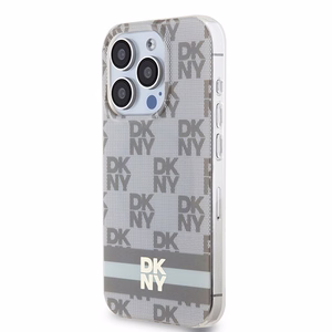 DKNY IML languoto mono rašto ir spausdintų juostų magnetinis dėklas telefonui iPhone 15 Pro – smėlinis
