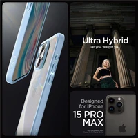 Dėklas telefonui Spigen Crystal Hybrid iPhone 15 Pro Max - skaidrus mėlynas (m)