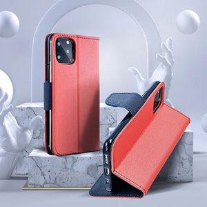 FANCY knygos dėklas SAMSUNG S25 Plus raudonas / tamsiai mėlynas