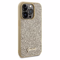 Guess Disco Metal Script dėklas telefonui iPhone 14 Pro Max – auksinis
