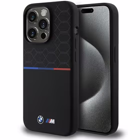 BMW M silikoninis raštas magnetinis dėklas telefonui iPhone 15 Pro - juodas