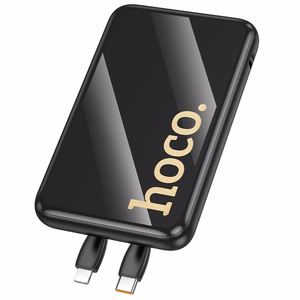 Išorinė baterija Hoco 10000 mAh QC PD 22,5W su integruotais laidais USB C + Lightning Q37 juoda