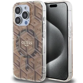 Guess IML GCube Magnetinis dėklas iPhone 15 Pro - rudas