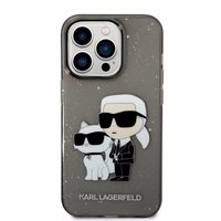 Karl Lagerfeld Glitter Karl&Choupette dėklas telefonui iPhone 14 Pro Max - juodas