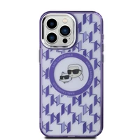 Karl Lagerfeld IML Monogram Karl & Choupette Head MagSafe dėklas iPhone 15 Pro Max - violetinis