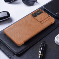 Nillkin Qin odinis dėklas telefonui Samsung Galaxy A73 rudas