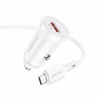 Automobilinis įkroviklis Borofone BZ18 Quick Charge 3.0 18W + MicroUSB baltas