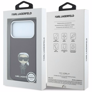 KARL LAGERFELD dėklas, skirtas IPHONE 18 Pro Max/ 17 Pro Max suderinamas su „MagSafe“ (Smooth Ikonik Sketch) (spalva: bordo)