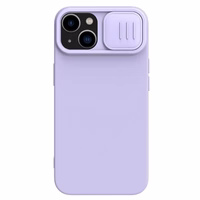 Dėklas Nillkin CamShield Silky Silicone Apple iPhone 15 Plus šviesiai violetinis