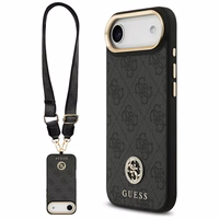 Guess 4G Strass Logo & Big Strap Metal Buttons Magnetinis dėklas telefonui iPhone Air - juodas