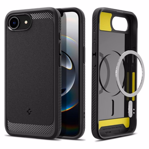 Чехол Spigen Rugged Armor MagSafe для iPhone 16e / 17e - чёрный