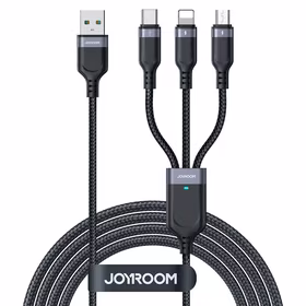 Joyroom Multi-Use Series S-A18 3in1 USB-A - Lightning / USB-C / micro USB kabelis 0.3m - juodas