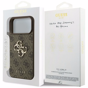 GUESS GUE005598 (4G PU Big Logo) dėklas, skirtas iPhone 18 Pro Max / 17 Pro Max, spalva – ruda