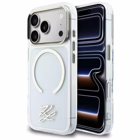 Karl Lagerfeld IML KL Script Logo MagSafe Dėklas for iPhone 17 Pro - Clear