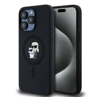 Karl Lagerfeld Silikoninis Karl&Choupette Ring MagSafe dėklas telefonui iPhone 15 Pro Max - juodas