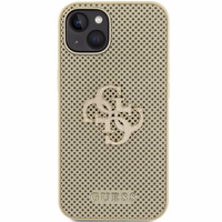 Guess Perforated 4G Glitter Dėklas telefonui iPhone 15 - auksinis