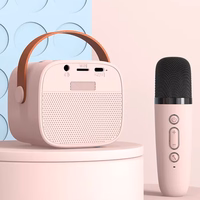 Blavec nešiojamas Bluetooth garsiakalbis WS-07 Karaoke Party 5W su 2 mikrofonais rožinis