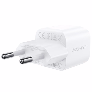 "Acefast A77 Mini PD 30W GaN sieninis įkroviklis + USB-C kabelis - baltas