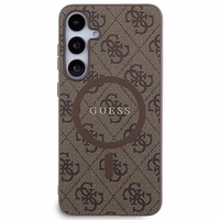 Guess 4G Collection Odinis Metalinis Logotipas Magnetinis dėklas telefonui Samsung Galaxy S24+ - rudas