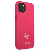 Guess Saffiano 4G Small Metal Logo dėklas telefonui iPhone 13 mini - rožinė