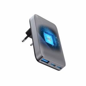 FORCELL F-ENERGY GaN III VT-47 itin plonas kelioninis įkroviklis 2 x Type C + USB A PD QC4.0 4A 65W pilkas