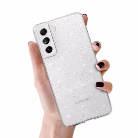 Crystal Glitter dėklas telefonui Samsung Galaxy S21 FE sidabrinis