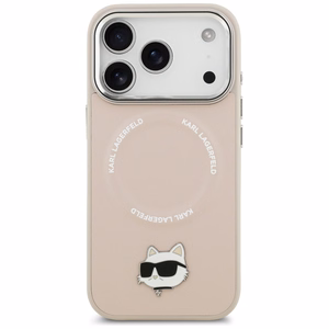 Karl Lagerfeld Choupette Pin Magnetinis dėklas telefonui iPhone 17 Pro Max - rožinė