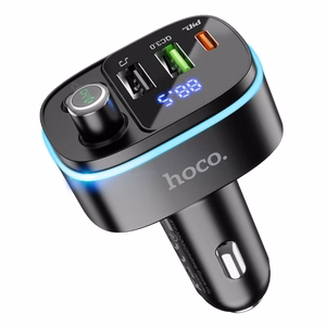 Automobilis bluetooth siųstuvas Hoco 2 x USB A + USB C QC3.0 PD 20W E62 juodas