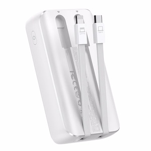 Mini išorinė baterija Joyroom JR-PBC06 30W 10000mAh su integruotais laidais (balta)