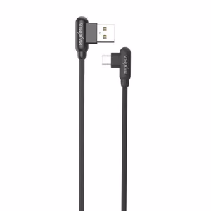 Laidas MX CORNER greito įkrovimo Micro USB 2.4A/1M/ juodas kampinis
