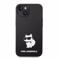 Karl Lagerfeld silikoninis Choupette dėklas telefonui iPhone 14 Plus - juodas