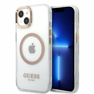 Guess GUHMP13MHTRMD iPhone 13 6.1 "auksinis / auksinis kietas dėklas Metalinis kontūras Magnetinis