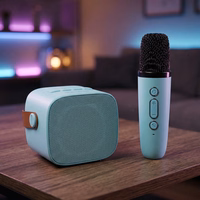 Blavec nešiojamas Bluetooth garsiakalbis WS-07 Karaoke Party 5W su 2 mikrofonais mėlynas