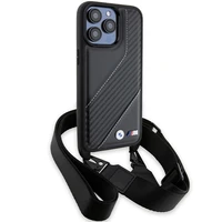 BMW M Edition Carbon Stripe & Strap dėklas telefonui iPhone 15 Pro - juodas